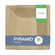 Clazkit 25 Pack Areca Deep Pyramid Bowl | Like Wooden Bamboo | Eco Friendly, Biodegradable, Use and Throw Small Dona | for Serving Pasta, Soup & Snacks | Birthday, Wedding & Party (6.5 Inch)