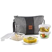 CELLO Glassy Square Lunch Box with Jacket For Office, Transparent | 2 x 320ml, 2 x 240ml Glass Containers, Microwave Safe Leadfree Toughened Glass, Airtight Leakproof Tiffin Box For Daily Use & Travel